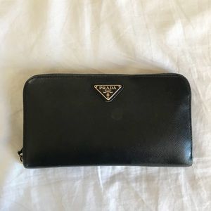 Prada Saffiano zip-around wallet